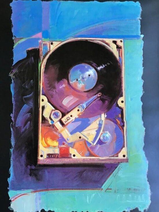 Seagate Technology Poster 1990 Fine Art of Disc Drives Vintage Tech Graphic - Picture 2 of 15